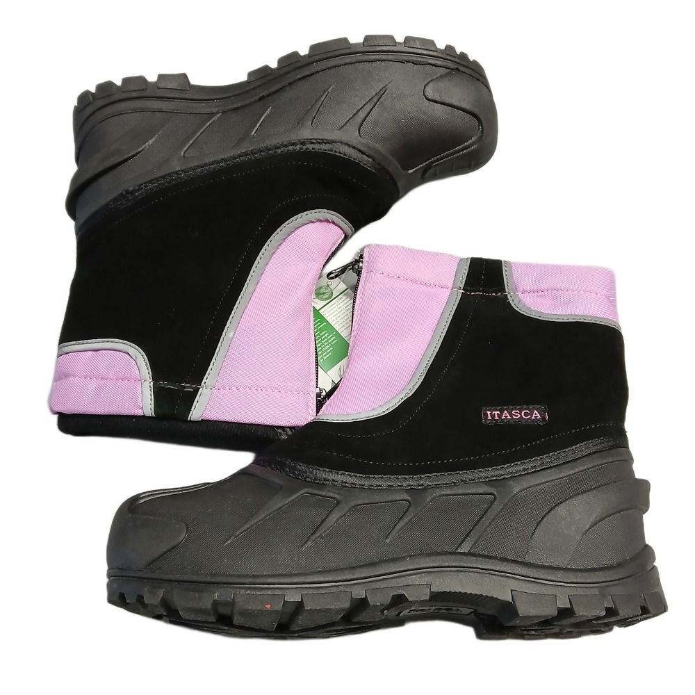 Itasca Snow Stomper Pac Boots Girls Size 6 Multi Leather Traction Sole Zip Up